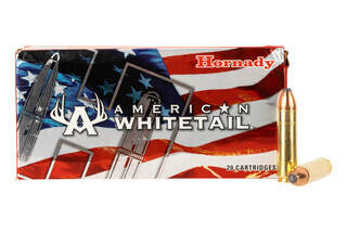 Hornady American Whitetail 450 Bushmaster ammo features a 240 grain interlock bullet that's a perfect hunting round and comes in a box of 20.